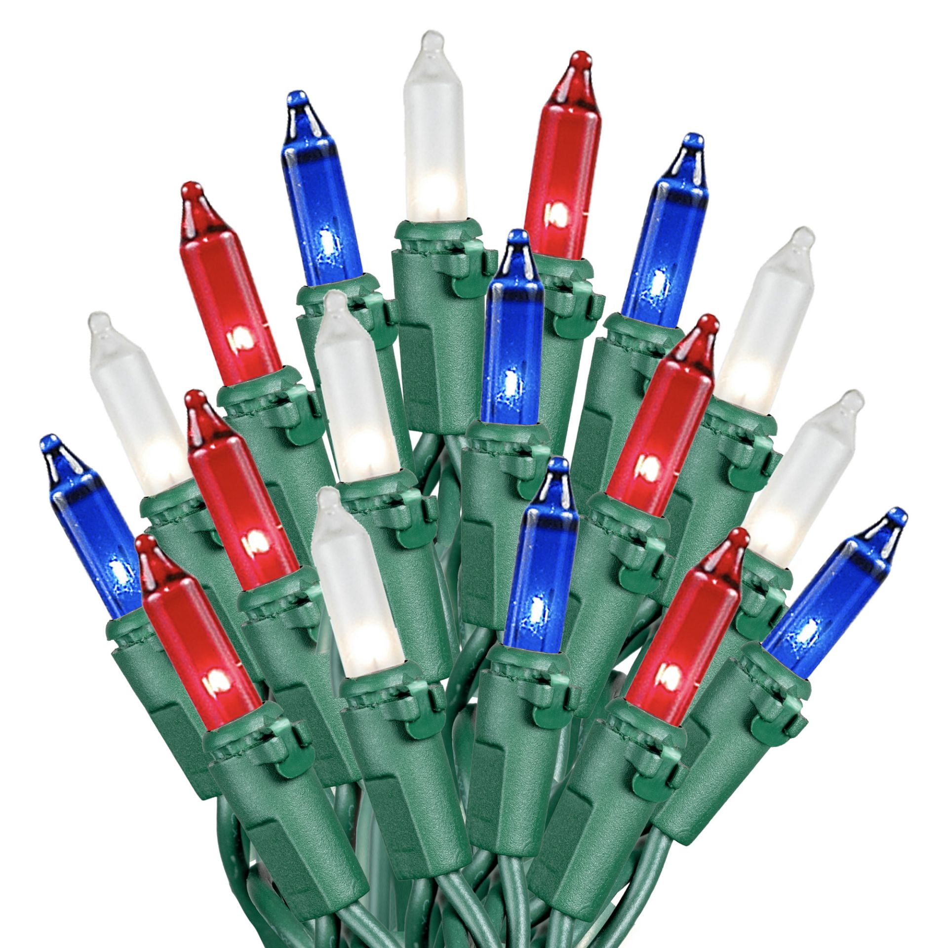Novelty Lights 100 Light Red Twinkle, White/Blue Mini Set, Green Wire ...