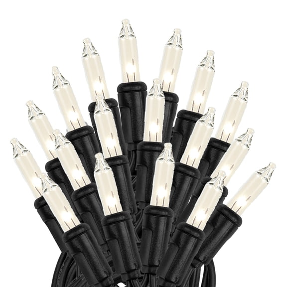 Novelty Lights Clear 100 Light Incandescent Mini Christmas String Lights Black Wire 34 Feet
