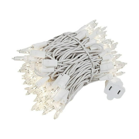 Novelty Lights Clear 100 Light Incandescent Mini Christmas String Lights, White Wire, 22 Feet