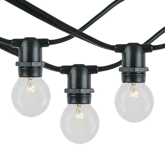 Novelty Lights Clear Incandescent Globe Outdoor String Lights with 100 Bulbs G30 Vintage Bulbs Black Wire 100 Feet
