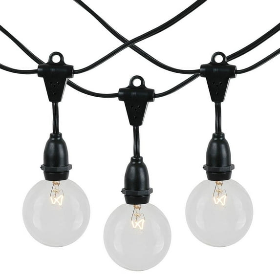 Novelty Lights Clear Incandescent Globe Outdoor String Lights with 25 Bulbs G50 Vintage Bulbs Suspended Black Wire 25 Feet