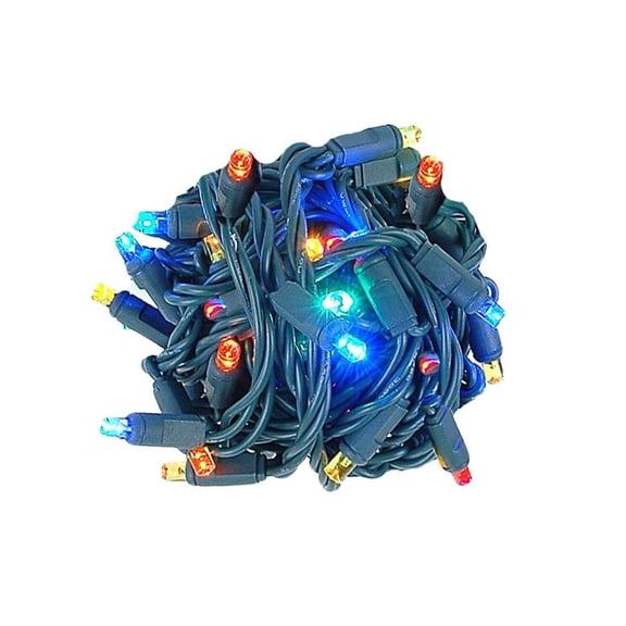 Novelty Lights Coaxial 24 PK 25 FT 50 Multicolor LED Christmas String, Commercial Grade Green Wire