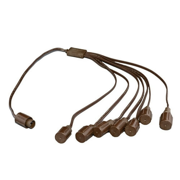Novelty Lights Coaxial String Light Flex 8-Way Multi-Tap Connector, Brown Flexible Splitter for Coax LED Mini & C7 Strings, Indoor/Outdoor Use