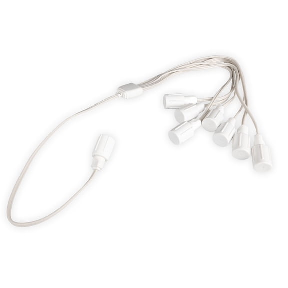 Novelty Lights Coaxial String Light Flex 8-Way Multi-Tap Connector, White Flexible Splitter for Coax LED Mini & C7 Strings, Indoor/Outdoor Use