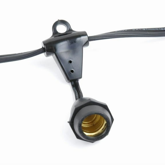 Novelty Lights E17 Intermediate Base 100 Bulbs Socket String Suspended Black Wire 100 Feet (Bulbs Not Included)