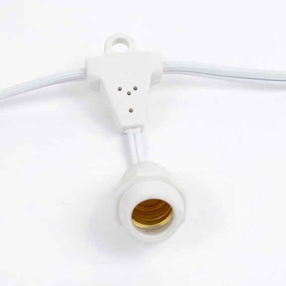 Novelty Lights E17 Intermediate Base 100 Bulbs Socket String Suspended White Wire 100 Feet (Bulbs Not Included)