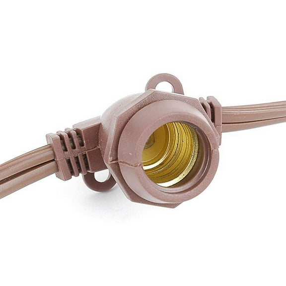 Novelty Lights E17 Intermediate Base 25 Bulbs Socket String Brown Wire 25 Feet (Bulbs Not Included)