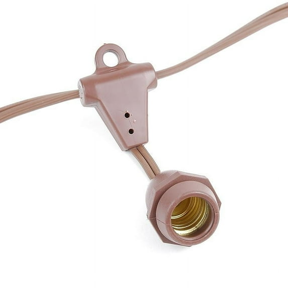 Novelty Lights E17 Intermediate Base 25 Bulbs Socket String Suspended Brown Wire 25 Feet (Bulbs Not Included)