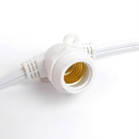 Novelty Lights E17 Intermediate Base 25 Bulbs Socket String White Wire 25 Feet (Bulbs Not Included)