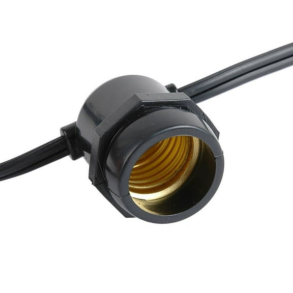 Novelty Lights E26 Medium Base 25 Bulbs Socket String Black Wire 37.5 Feet (Bulbs Not Included)