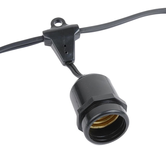 Novelty Lights E26 Medium Base 25 Bulbs Socket String Black Wire 37.5 Feet (Bulbs Not Included)