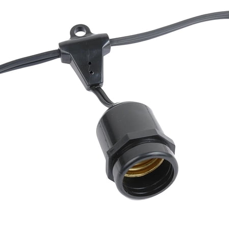 Novelty Lights E26 Medium Base 50 Bulbs Socket String Black Wire Suspended 100 Feet (Bulbs Not Included)