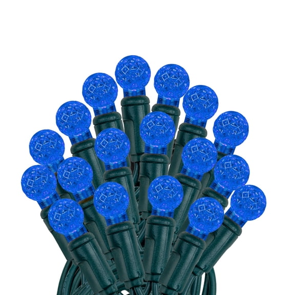 Novelty Lights G12 Blue LED Christmas String Lights 50 Globe Mini Bulbs (Green Wire, 25 Feet)