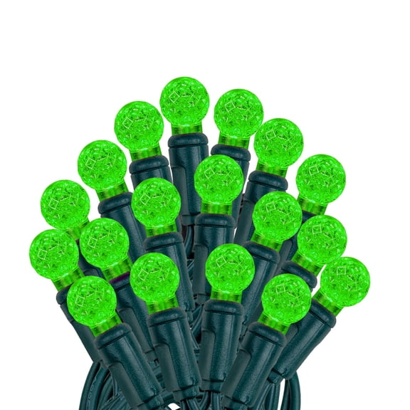 Novelty Lights G12 Green LED Christmas String Lights 50 Globe Mini Bulbs (Green Wire, 25 Feet)