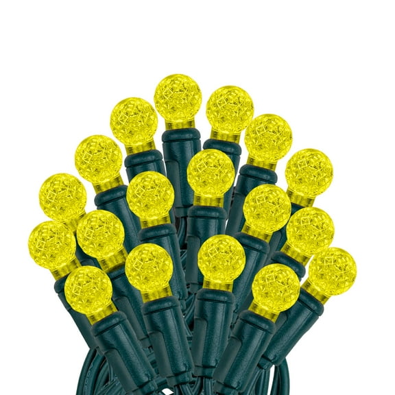 Novelty Lights G12 Yellow LED Christmas String Lights 50 Globe Mini Bulbs (Green Wire, 25 Feet)