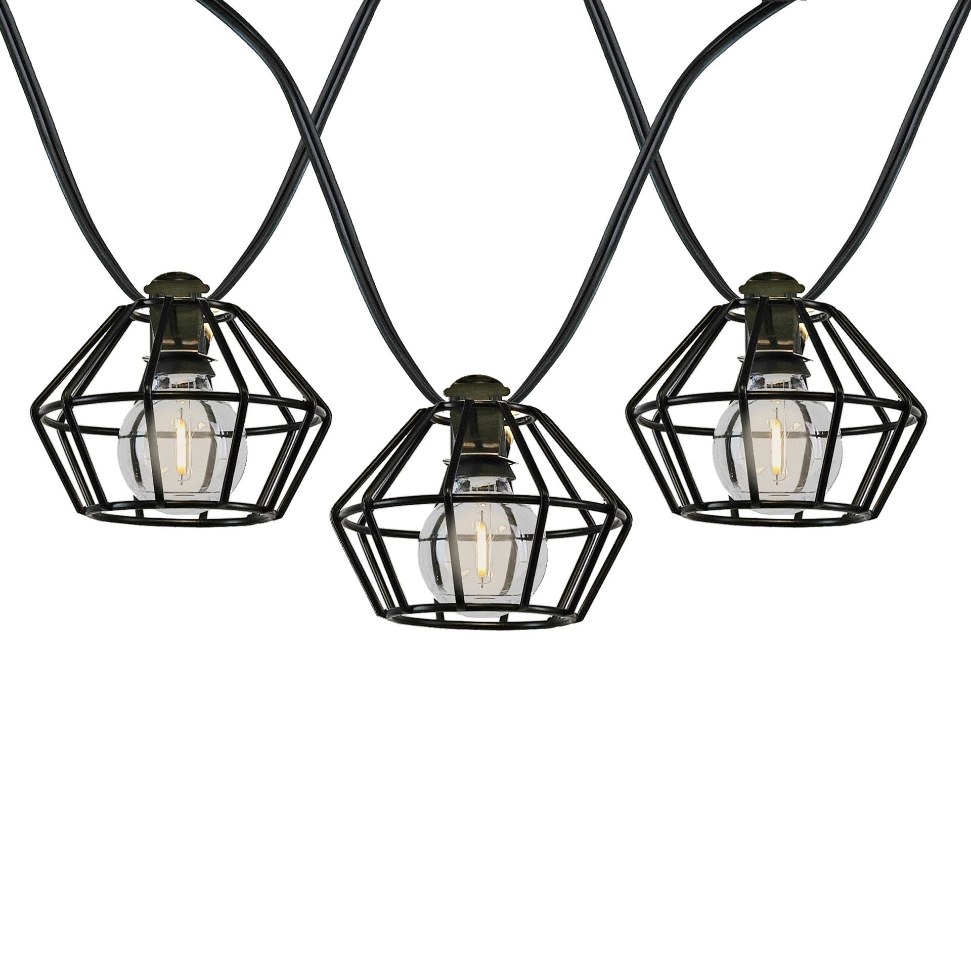Warm White LED Outdoor Cafe Cage String Lights with G40 Globe Bulbs
