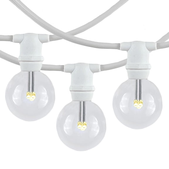 Novelty Lights G40 Warm White LED Globe Outdoor String Lights with 25 Bulbs Vintage Bulbs White Wire 25 Feet