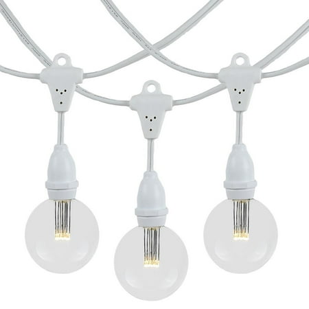 Novelty Lights G50 Warm White LED Globe Outdoor String Lights with 100 Bulbs Vintage Bulbs Suspended White Wire 100 Feet
