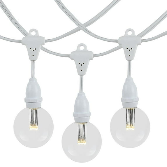 Novelty Lights G50 Warm White LED Globe Outdoor String Lights with 25 Bulbs Vintage Bulbs Suspended White Wire 25 Feet