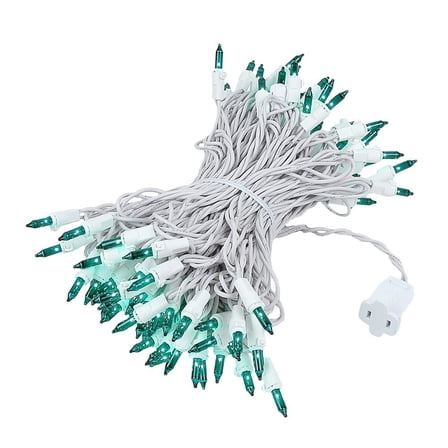 Novelty Lights Green 100 Light Incandescent Mini Christmas String Lights White Wire 50 Feet