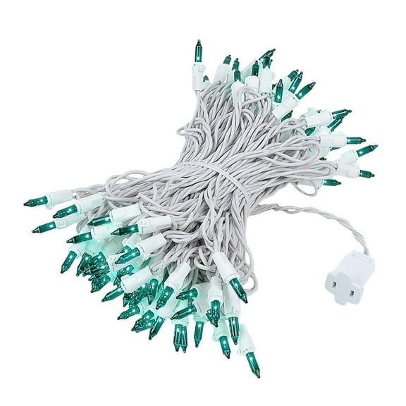 Novelty Lights Green 100 Light Incandescent Mini Christmas String Lights White Wire 50 Feet