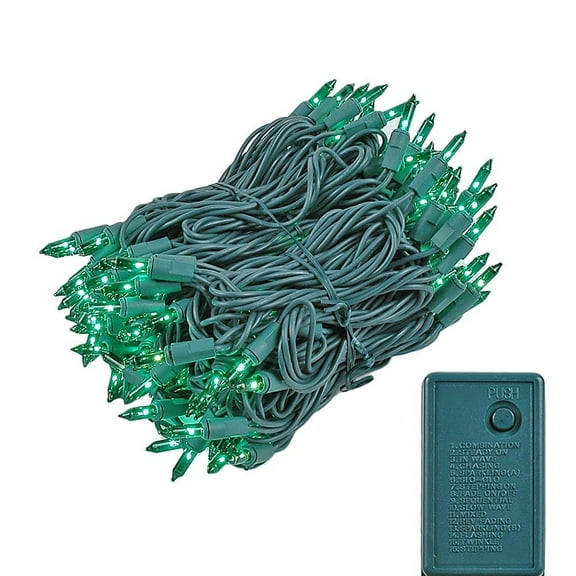 Novelty Lights Green 140 Light Incandescent Chasing Mini Christmas String Lights 46.5 Feet