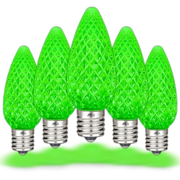 Novelty Lights Green C9 LED Faceted Christmas Replacement Bulbs Dimmable 500 Pack