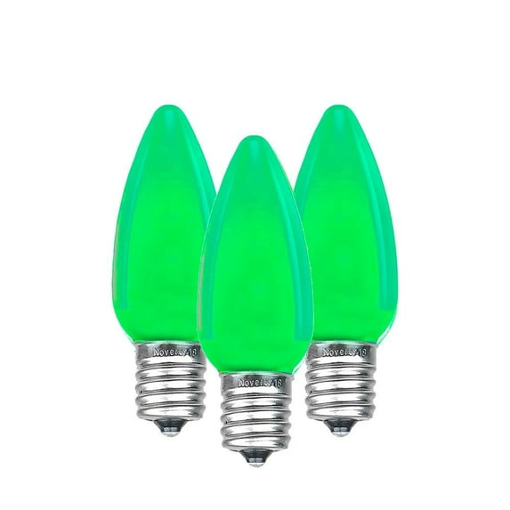 Novelty Lights Green C9 LED Plastic Ceramic (Opaue) Christmas Replacement Bulbs Dimmable 25 Pack