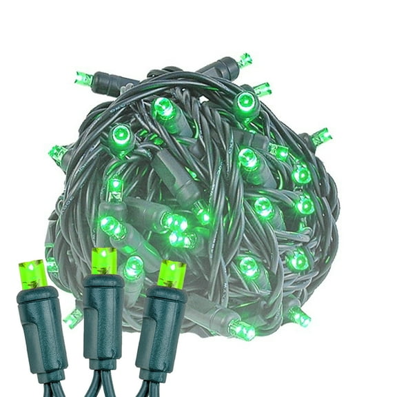 Novelty Lights Green LED Christmas String Lights 70 Mini Bulbs (Green Wire, 24 feet)