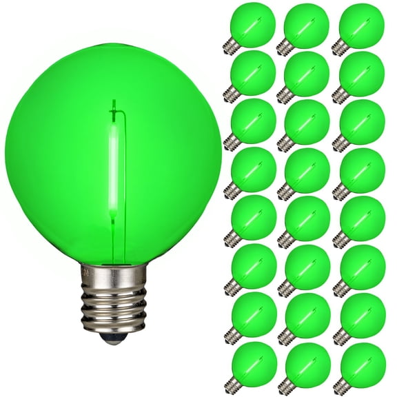 Novelty Lights 1W Green G50 LED Globe Light Bulbs, 25-Pack