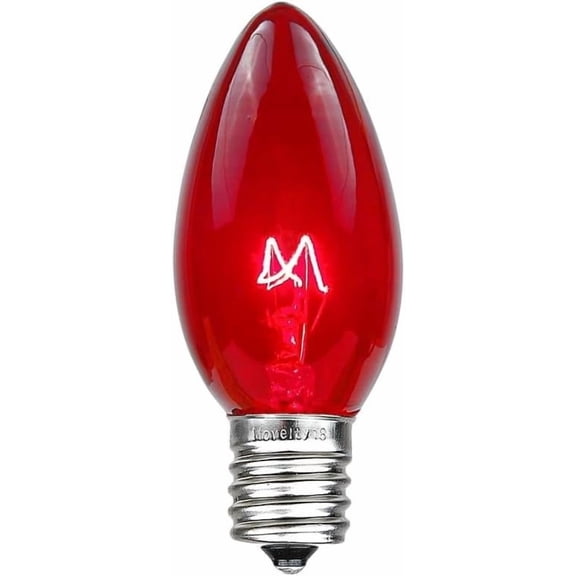 Novelty Lights Incandescent Christmas Replacement Bulbs - Indoor/Outdoor Individual Bulbs for Christmas Tree, Display, & More - C9/E17 Intermediate Base, 7 Watt Lights (Red, 25 Pack)