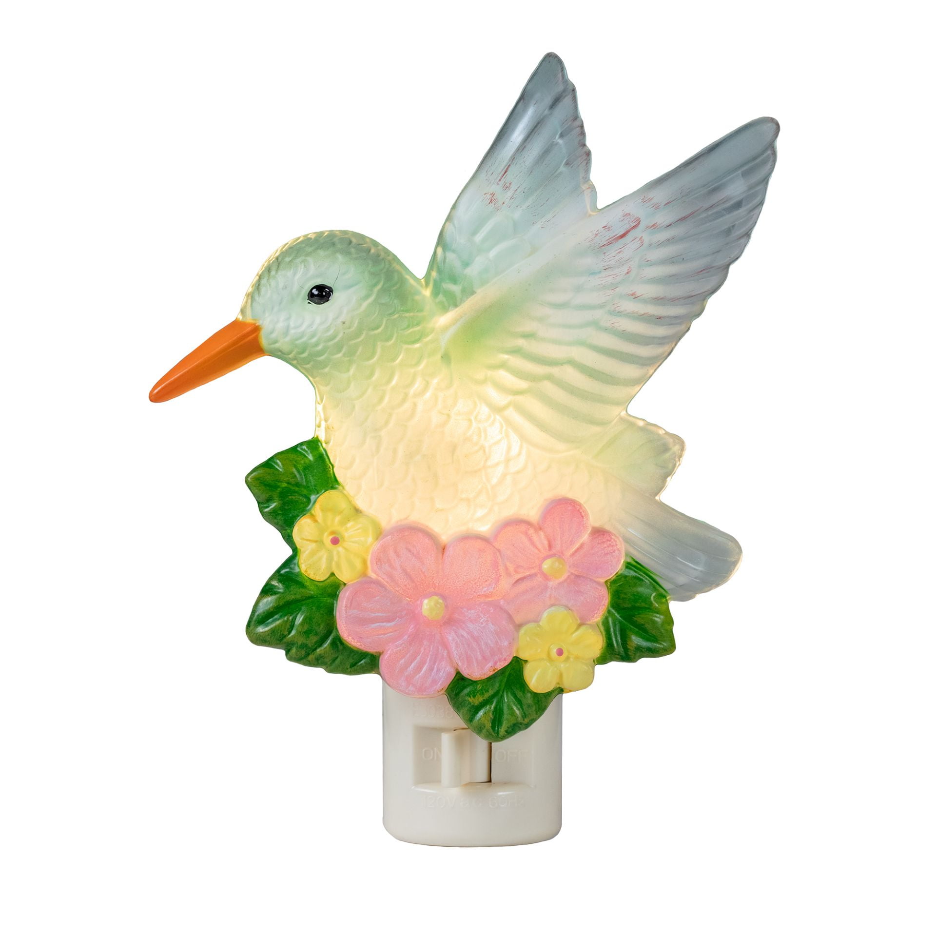 Novelty Lights LED Hummingbird with Flowers Spring Easter Decoration Night Light with Swivel Plug