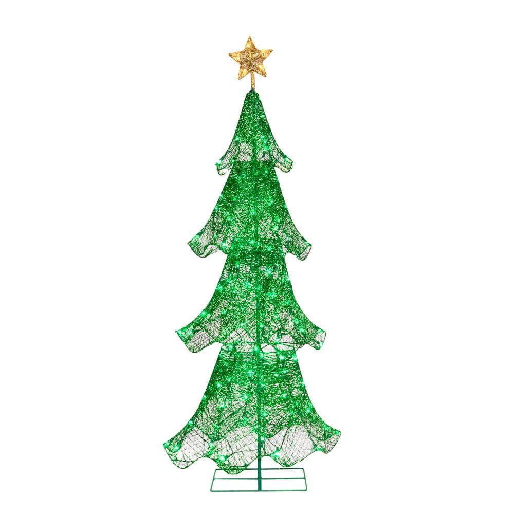 Novelty Lights LED PreLit Christmas Tree with Star Yard Art Decoration, Green, 120 Light, 60