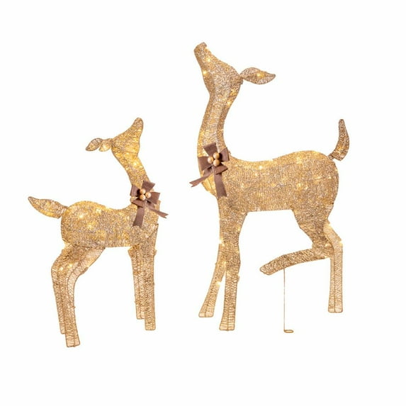 Novelty Lights LED Pre-Lit Fawn with Doe Deer Christmas Yard Art Decoration, Warm White, 105 Light, 38" Doe and 28" Fawn