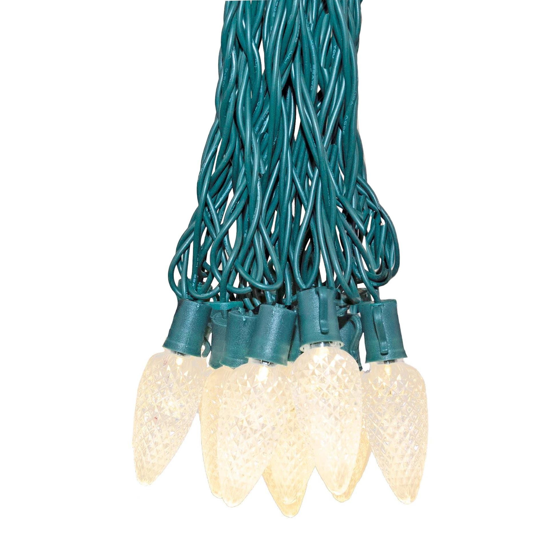 Warm White LED C9 Faceted Christmas String Lights, 25 Feet