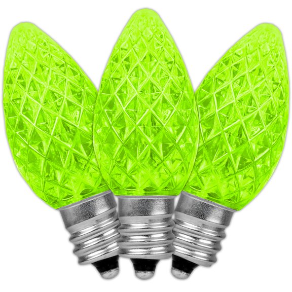 Novelty Lights Lime C7 LED Diamond Faceted Christmas Replacement Bulbs Dimmable 25 Pack