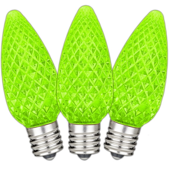 Novelty Lights Lime C9 LED Diamond Faceted Christmas Replacement Bulbs Dimmable 25 Pack