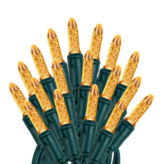 Novelty Lights M5 Orange LED Christmas String Lights 50 Mini Bulbs (Green Wire, 25 Feet)