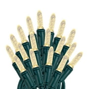 Novelty Lights M5 Warm White LED Christmas String Lights 50 Mini Bulbs (Green Wire, 25 Feet)