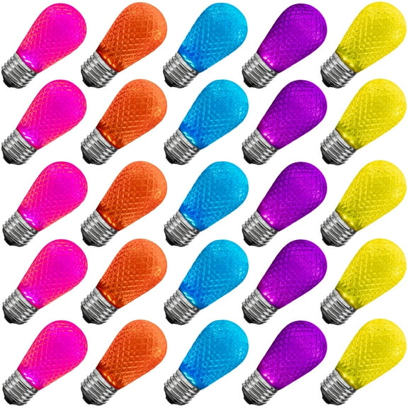 Novelty Lights Modern Multicolor Faceted S14 Hanging LED String Light Replacement Bulbs E26 Medium Base 1 Watt