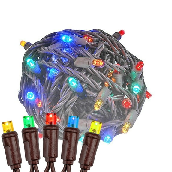 Novelty Lights Multi 100 LED Christmas Mini Light Set (Brown Wire, 50 Feet)