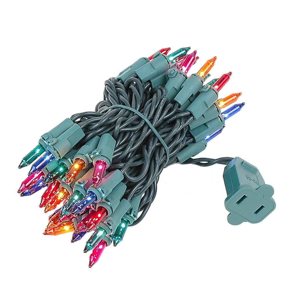 Multicolor 50-Light Incandescent Mini Christmas String Lights with Green Wire