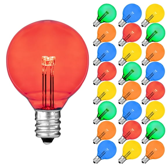 Novelty Lights Multicolored Glass G40 Globe Hanging LED String Light Replacement Bulbs E12 Candelabra Base