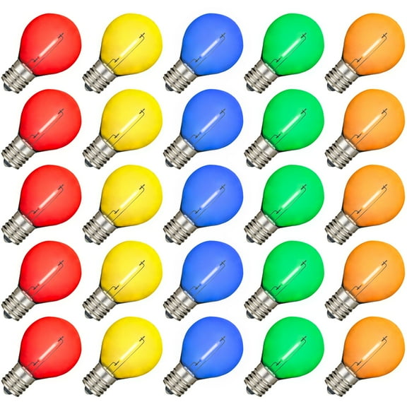 Novelty Lights Multicolored Plastic G30 Globe Hanging LED String Light Replacement Bulbs E12 Candelabra Base 1 Watt