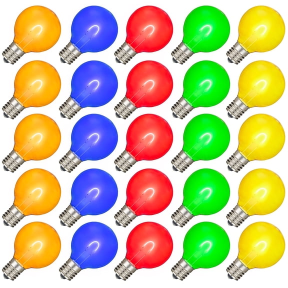 Novelty Lights Multicolored Plastic G40 Globe Hanging Dimmable LED String Light Replacement Bulbs E12 Candelabra Base