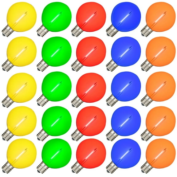 Novelty Lights 1W Multicolor G50 LED Globe Light Bulbs, 25-Pack