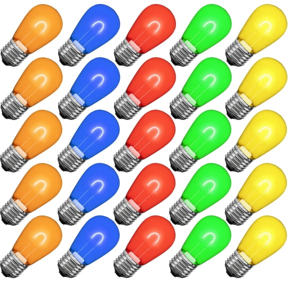 Novelty Lights Multicolored S14 Hanging LED String Light Flex Filament Replacement Bulbs E26 Medium Base 1 Watt