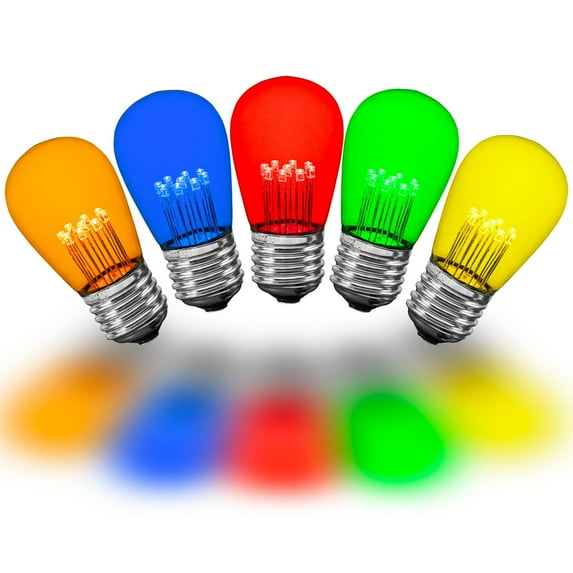 Novelty Lights Multicolored S14 Hanging LED String Light Replacement Bulbs E26 Medium Base 1 Watt 25 Pack