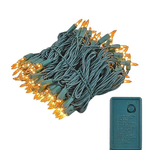 Novelty Lights Orange 140 Light Incandescent Chasing Mini Christmas String Lights 46.5 Feet