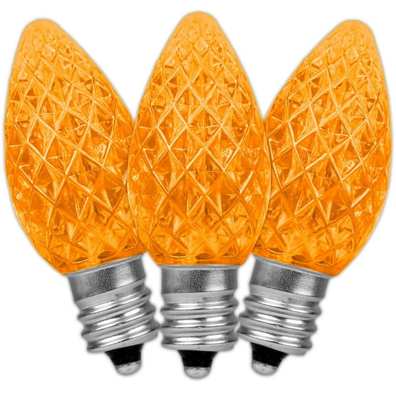 Novelty Lights Orange C7 LED Diamond Faceted Christmas Replacement Bulbs Dimmable 25 Pack